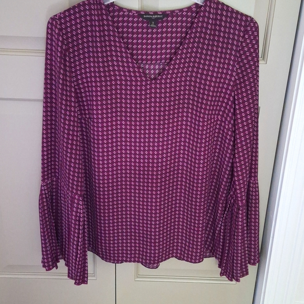 Banana Republic Purple and White Boxy Blouse